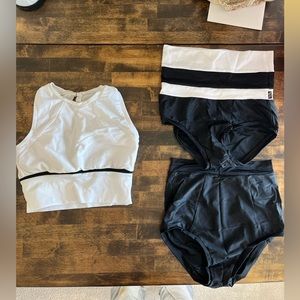 High waisted dance outfit with 2 matching bottoms